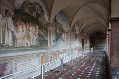 Monte Oliveto Maggiore, affreschi attorno al Chiostro Grande
